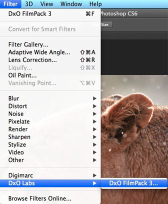 Edit an image in DxO FilmPack from Adobe Photoshop CS6